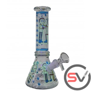 KNEELING RICK GLASS MINI BEAKER 8inch (GLOW IN DARK)